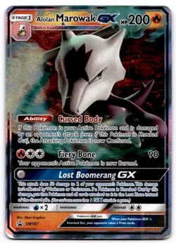 Alolan Marowak GX - SM187 Holo Promo Sun & Moon Promo Pokemon Damaged - Image 1