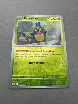 Pokemon TCG * SV Black Bolt 009/086 Karrablast Common * REVERSE HOLO FRESH PK - Image 2