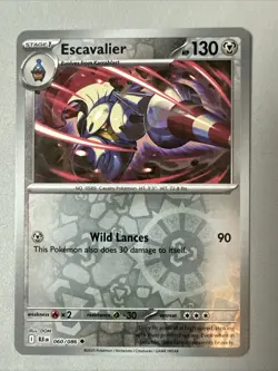 Pokemon TCG * SV Black Bolt 060/086 Escavalier Uncommon * REVERSE HOLO* FRESH PK - Image 1