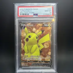 2022 POKEMON SWORD & SHIELD BRILLIANT STARS #157 FULL ART/PIKACHU V PSA 10 - Image 2