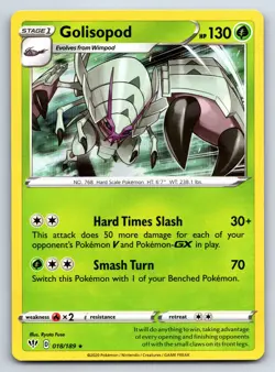 Pokemon SWSH03: Darkness Ablaze Golisopod Holo Rare SWSH03 Holo 018/189 NM - Image 1
