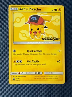 Pokemon TCG: Ash’s Pikachu “I Choose You” Black Star Promo SM111 - Image 1