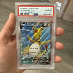 2020 POKEMON SWORD & SHIELD VIVID VOLTAGE #171 FULL ART/AMPHAROS V PSA 10 - Image 1