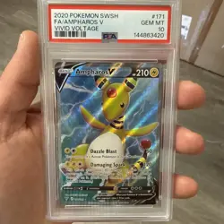 2020 POKEMON SWORD & SHIELD VIVID VOLTAGE #171 FULL ART/AMPHAROS V PSA 10 - Image 2