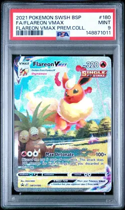 2021 POKEMON SWSH BLACK STAR PROMO #180 FULL ART/FLAREON VMAX PSA 9 - Image 1
