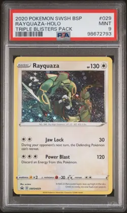 2020 Pokemon Black Star Promo Rayquaza Holo SWSH029 PSA 9 - Image 1