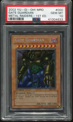 Yugioh Card Gate Guardian Secret Rare 1st Ed Metal Raiders MRD-000 PSA 10 - Image 1