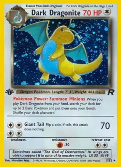 Dark Dragonite (5) #5/82 (Unlimited Holo) (LP) Team Rocket TR Pokemon - Image 1