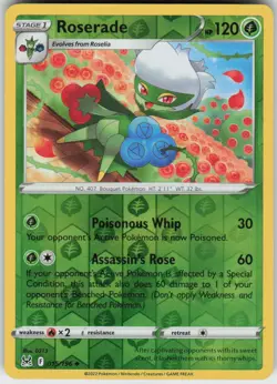 Roserade 015/196 Uncommon Lost Origin Pokemon Reverse Holo Near Mint - Image 1