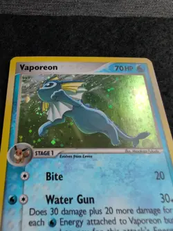Vaporeon 6/17 Pop Series 3 Holo Rare Pokemon TCG - Faint Indent/ Swirl - Image 2