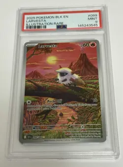 2025 POKEMON BLK EN-BLACK BOLT ILLUSTRATION RARE #099 LARVESTA PSA 9 - Image 1