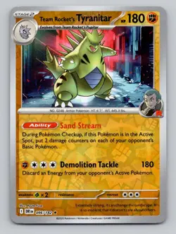 Reverse Holo Team Rocket's Tyranitar 096/182 Rare Destined Rivals Pokemon - Image 1