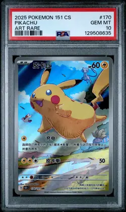 2025 POKEMON SIMPLIFIED CHINESE 151 C-COLL 151 ART RARE #170 PIKACHU PSA 10 - Image 1