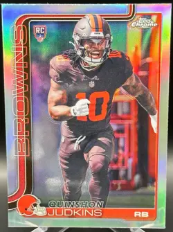 2025 Topps Chrom Football Quinshon Judkins Rookie Refractor #325 (RC, Browns) - Image 1