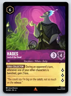 Disney Lorcana Hades - Lord of the Dead Azurite Sea Rare #36/204 NM - Image 1