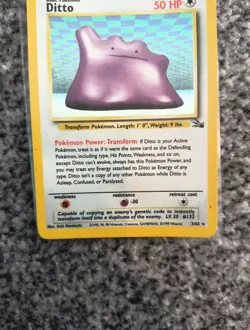 1999 Pokemon TCG Ditto Fossil Holo Rare Card 3/62 Unlimited Vintage WOTC - Image 3