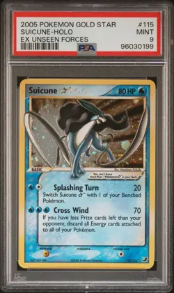 2005 POKEMON EX UNSEEN FORCES GOLD STAR #115 SUICUNE-HOLO PSA 9 - Image 1