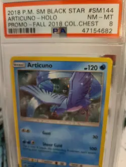 Pokemon Black Star Promo SM144 Articuno-Holo Fall 2018 Collector Chest PSA 8 - Image 1