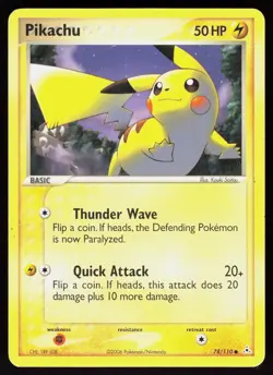 Pikachu 78/110 Common Holon Phantoms Pokemon Heavily Played - Image 1