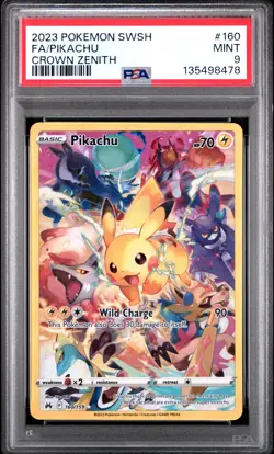 2023 POKEMON SWORD & SHIELD CROWN ZENITH #160 FULL ART/PIKACHU PSA 9 - Image 1