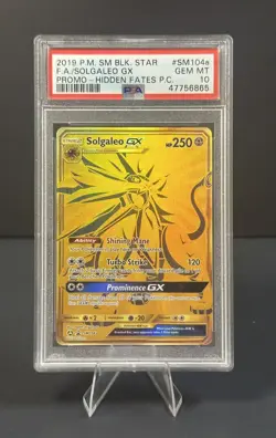2019 POKEMON SM BLACK STAR PROMO SM104a FULL ART/SOLGALEO GX HIDDEN FATES PSA 10 - Image 1