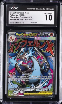 2025 POKEMON BLACK STAR PROMO MEP 023 MEGA CHARIZARD X EX HOLO CGC 10 - Image 1