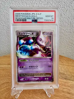 2008 POKEMON JPN. D & P MEWTWO LV.X-HOLO REGIGIGAS HALF DK- 1ST ED. PSA 10 - Image 1
