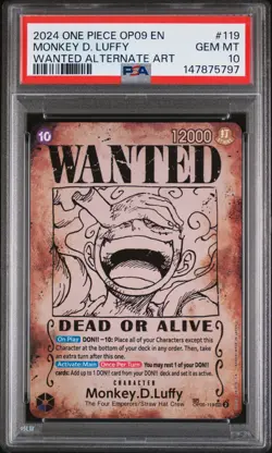 2024 ONE PIECE OP09-EMPERORS IN THE NEW WORLD #119 MONKEY D. LUFFY PSA 10 - Image 1