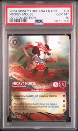 DISNEY LORCANA EN D23-D23 EXPO PROMO MICKEY MOUSE - BRAVE LITTLE TAILOR PSA 10 - Image 1