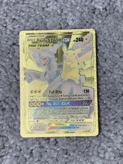 Pikachu & Zekrom GX HP240 Full Blitz Gold Foil Fan Art Card - Image 1
