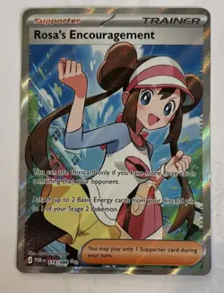 Pokemon TCG Full Art Rosa’s Encouragement. Secret Rare Trainer Card. 114/088. - Image 1