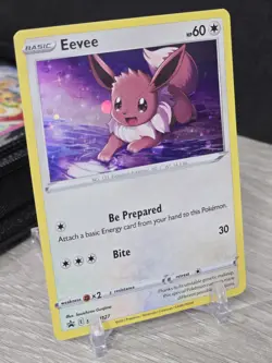 Pokemon Card Eevee SWSH127 Sword Shield Black Star Promo 2021 Holo Galaxy Swirl - Image 1