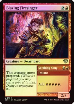 NM Foil Blazing Firesinger, MTG, Secrets of Strixhaven, Magic, 109 - Image 1
