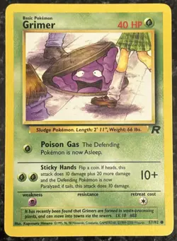 Grimer 57/82 Team Rocket Regular Common LP+/NM- Vintage Pokemon Card 2000 - Image 1