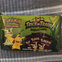 Pokemon Trick or Trade Booster Bundle Box with 50 Mini Packs, Pikachu & Mimikyu - Image 1