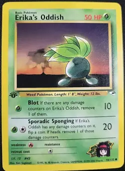 (NM) Pokemon Tcg - Erika's Oddish 78/132 Common 1st Edition Gym Heroes WOTC - Image 1