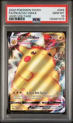2020 POKEMON SWORD & SHIELD VIVID VOLTAGE 044/185 PIKACHU VMAX PSA 10 - Image 1