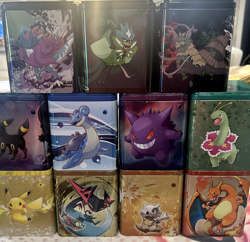 11 Pokemon Empty Stacking Tin Gengar Pikachu Paradox NO PACKS Type Display - Image 1