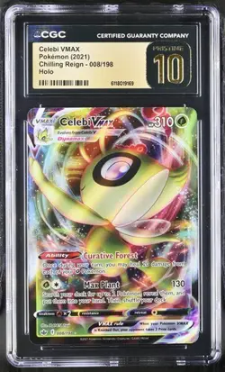 ✨✨ CGC 10 Pristine English Celebi VMAX 008/198 Chilling Reign Holo 2021 Pokemon - Image 1