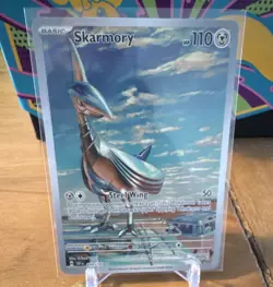 Pokemon Skarmory 209/191 Sv08 Surging Sparks Basic Holo Illustration Rare - Image 1