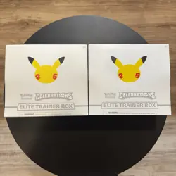 Pokemon TCG Celebrations ETB Elite Trainer Box X2 Slight Tear In Plastic New - Image 1