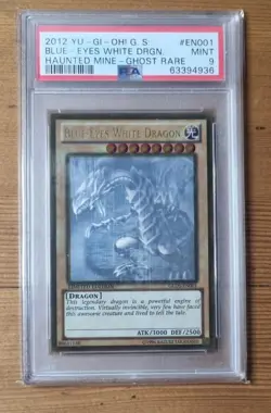 Yugioh | x2 Blue Eyes White Dragon | GLD5 Haunted Mine | Ghost Rare | PSA 9. - Image 3