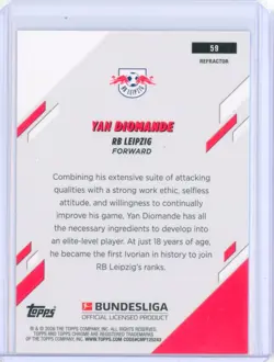 2025-26 Topps Chrome Bundesliga YAN DIOMANDE Leipzig RC Rookie Refractor - Image 2