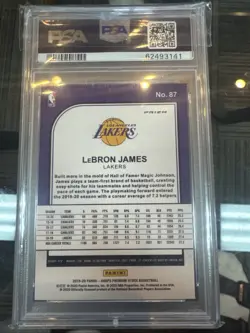 2019-20 Panini Hoops Premium Stock LeBron James Prizm Silver #87 Lakers PSA 10 - Image 2