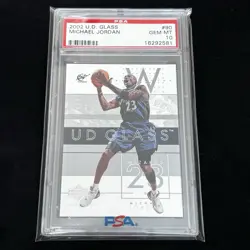 2002 Upper Deck Glass Michael Jordan #90 PSA 10 GEM MT Wizards Cert 16292581 - Image 1