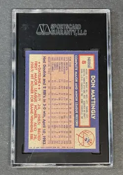 1984 Topps Nestle - Don Mattingly #8 (RC) - SGC 9 - Image 2