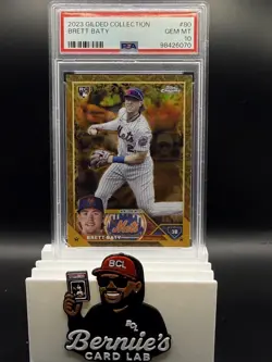 2023 Topps Gilded Collection Brett Baty Rookie Card /99 PSA 10 Mets - Image 1
