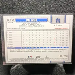 Topps 2026 Series 1 Purple Rainbow Foil Max Fried New York Yankees #270 /250 - Image 2