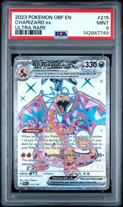 CHARIZARD EX 215/197 PSA 9 ULTRA RARE OBF EN-OBSIDIAN FLAMES POKEMON ENGLISH - Image 1
