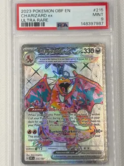 PSA 9 Charizard ex 215/197 Obsidian Flames Ultra Rare 2023 Pokemon Tera Full Art - Image 1